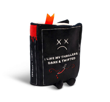 Punchkins plush dark thriller book toy, soft and cuddly with a funny design, perfect for kids' comfort and play.