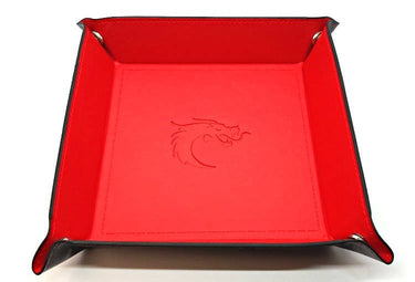 Old School Dice: Square Rolling Tray - Red w/ Black Back - State of Comics