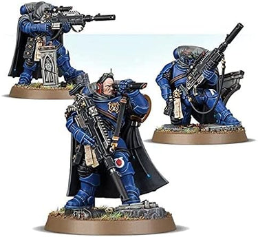 Warhammer 40k Space Marines Primaris Eliminators tabletop gaming miniatures by Games Workshop, featuring detailed armored soldiers.