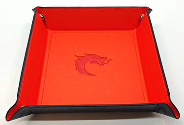 Old School Dice: Square Rolling Tray - Orange w/ Blue Back - State of Comics