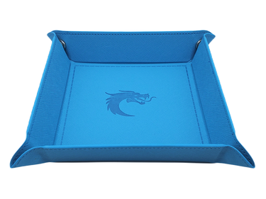 Light blue Old School Dice square rolling tray for dice supplies, featuring a smooth surface and raised edges for easy dice rolls.