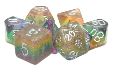 Old School 7 Piece DnD RPG Dice Set: Luminous - Fairy Dust - State of Comics
