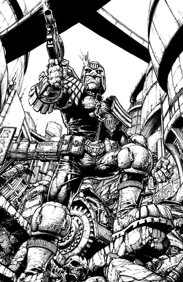 Judge Dredd/Biker Mice from Mars #1 Cvr H David Finch B&W Var RI 1:50 Variant cover by David Finch