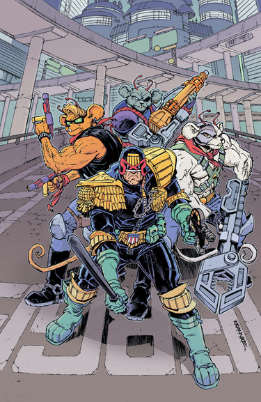 Judge Dredd/Biker Mice From Mars #2 comic cover, Andrew Krahnke full art 1:20 variant, Oni Press one's?