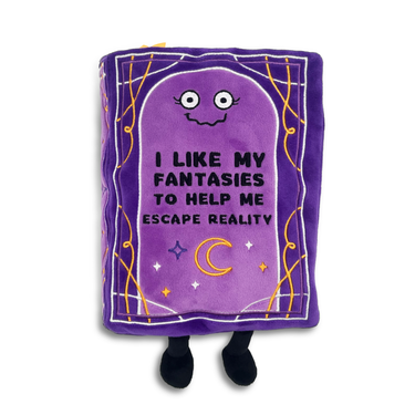 Punchkins plush toy of the "I Like My Fantasies to Help Me Escape Reality" book, soft and cuddly with colorful embroidered details.