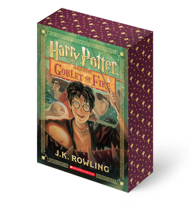 Cover image of "Harry Potter and the Goblet of Fire" book by Scholastic Inc., featuring magical illustrations and the iconic Harry Potter logo.