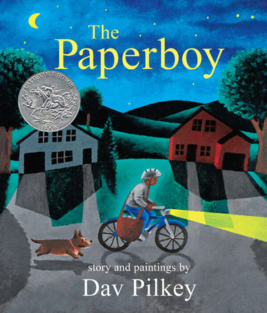 Cover of "The Paperboy" book by Scholastic Inc., featuring a young boy holding a newspaper in a colorful outdoor scene.