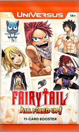 UniVersus Fairy Tail All Fired Up booster pack by UVS Games, featuring colorful anime character artwork