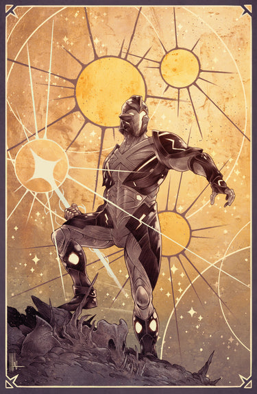 X-O Manowar: Black White & Gold #3 Cvr C Variant Merli Full Art cover by Luca Merli