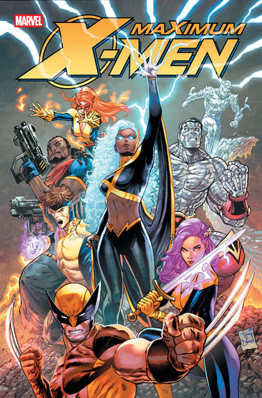 Marvel Maximum X-Men #1 poster featuring iconic comic book art, ideal for fans and collectors of Marvel pre-order comics.