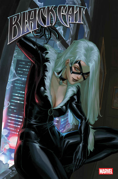Pre-order Marvel Black Cat comic featuring variant cover of Black Cat #12, showcasing detailed black cat artwork and vibrant colors.