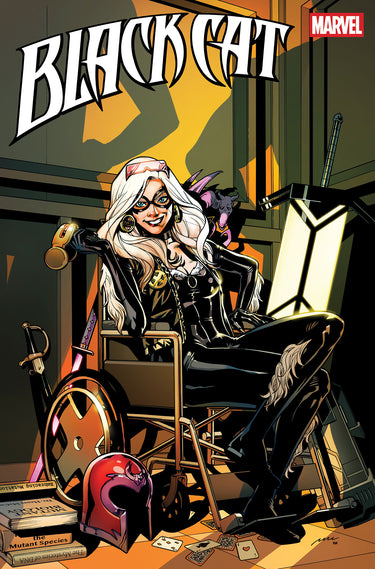 Black Cat #17 Pere Perez Variant Marvel comic book cover draped in black catsuit imagery