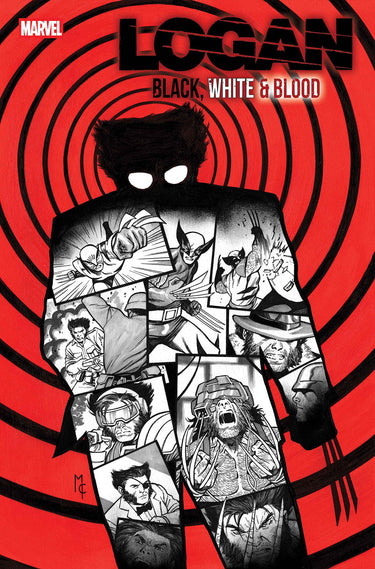 Marvel Logan Black White & Blood comic book cover featuring Wolverine in black, white, and red artwork.