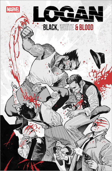 Marvel Logan Black White & Blood comic book featuring black, white, and blood-red artwork, with Logan in a dynamic pose.