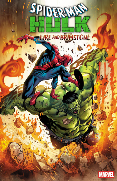Pre-order Marvel Spider-Man and Hulk Fire and Brimstone #4 comic by Sergio Davila, featuring dynamic superhero action and vivid cover art.