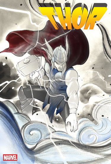 Marvel Thor #803 Peach Momoko Momo-Tone Variant comic book cover featuring Thor in vibrant peach tones.