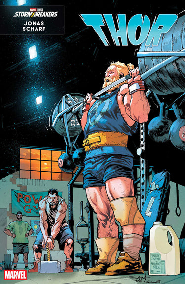 Pre-order Marvel Thor #803 comic featuring Jonas Scharf Workout Variant cover, showcasing Thor wielding his hammer in bold colors.