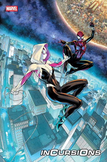 Cover B of Spider-Man: Incursions #1 comic by Gleb Melnikov, featuring Spider-Man in action, published by Marvel.