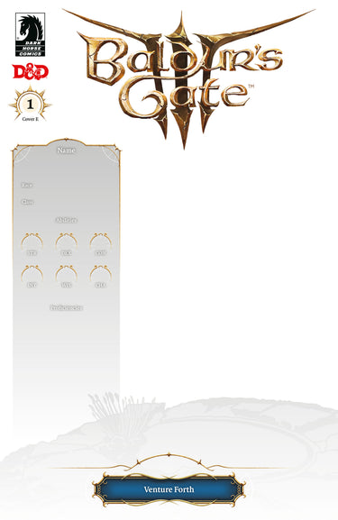 Baldur's Gate III #1 Cover E blank variant comic by Dark Horse Comics featuring character creation artwork
