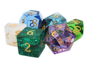 Old School Dice Gemstone 7 Piece Set 7 Color Glass - State of Comics
