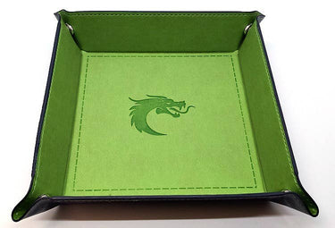 Old School Dice: Square Rolling Tray - Green w/ Blue Back - State of Comics