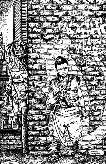Teenage Mutant Ninja Turtles #18 comic book cover by IDW Publishing, featuring full art of Eastman and Bishop in a 1:10 variant.