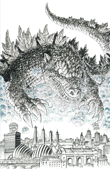 Godzilla Vs. America Kansas City Cvr RI 50-Copy Moody & Williams II B&W Full Art