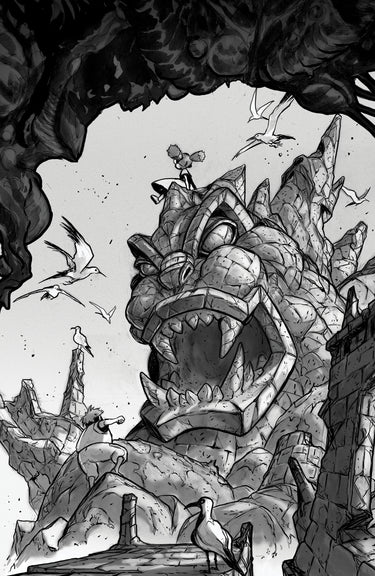 Black and white variant comic cover of Godzilla: Revenge of the Deadzone #3 by IDW Publishing, featuring detailed Godzilla artwork.