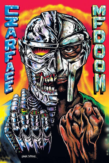 MF DOOM Czarface Meets Metal Face poster, 24x36 rolled poster from Posters Wholesale featuring vibrant hip-hop artwork.