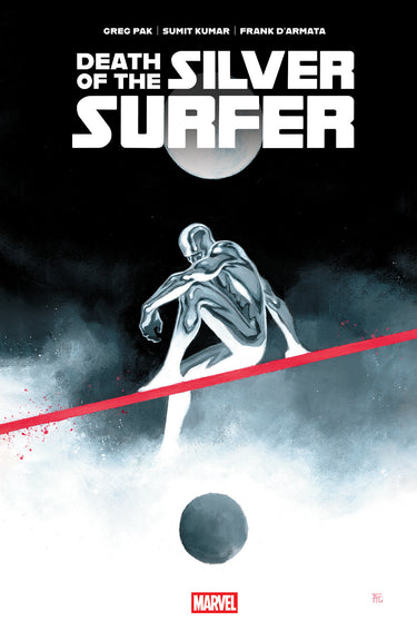 Cover of Marvel's graphic novel "Death of the Silver Surfer," featuring Silver Surfer in a dramatic comic book style.