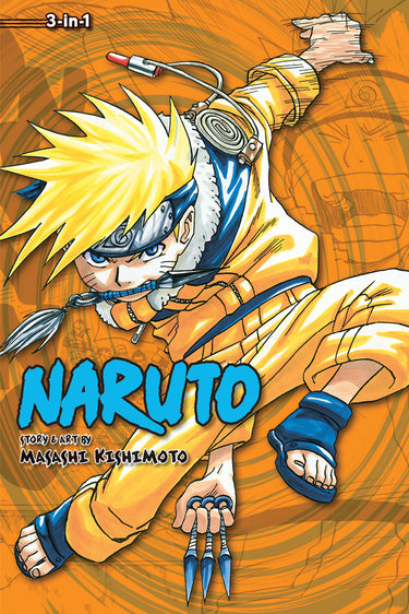 Naruto 3-in-1 Edition Manga Volume 2 by Viz Media LLC, featuring a colorful cover with Naruto characters and manga artwork.