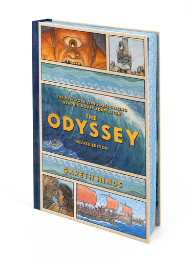 Deluxe edition of The Odyssey graphic novel by Candlewick Press, featuring vibrant illustrations and detailed cover art.