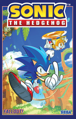 Sonic The Hedgehog Vol 1 Fallout! graphic novel by IDW Publishing featuring Sonic and friends in colorful comic art.