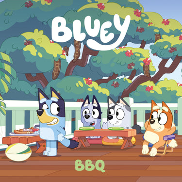Bluey BBQ books by Penguin Young Readers Group, featuring colorful illustrations and engaging stories for young children.