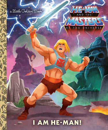Children's book titled "I Am He-Man! Masters of the Universe" by Random House Children's Books, featuring colorful cover art.