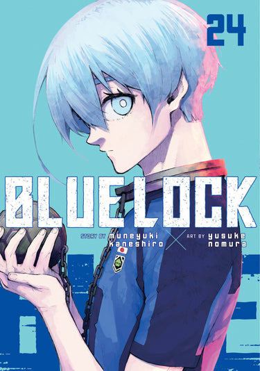Blue Lock manga volume 24 by Kodansha Comics, featuring cover art with dynamic characters and vibrant blue design.
