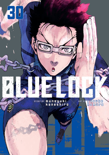 Blue Lock Volume 30 graphic novel by Kodansha Comics featuring dynamic cover art with bold blue and intense character expressions.