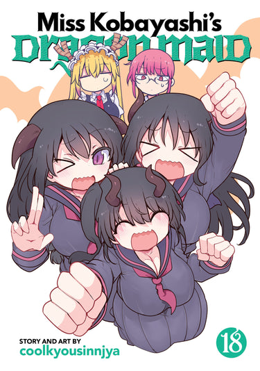 Pre-order graphic novel Miss Kobayashi's Dragon Maid Vol 18 by Seven Seas Entertainment, featuring colorful anime-style cover art.