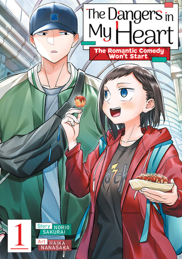 Pre-order graphic novel "The Dangers in My Heart: The Romantic Comedy Won't Start Vol 1" by Seven Seas Entertainment, featuring manga-style art.
