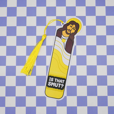 Punchkins "Is That Smut?" Jesus is Watching bookmark featuring a colorful illustration of Jesus observing a humorous scene.