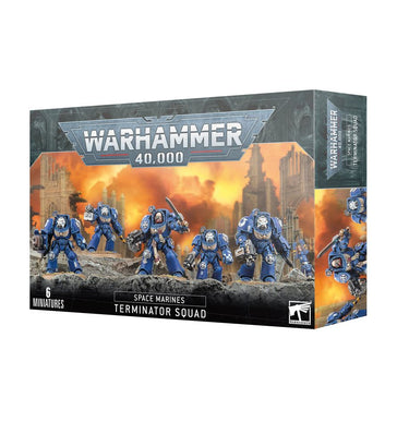 Chaos Space Marines Terminator Squad from Warhammer 40k tabletop game, detailed miniature models by Games Workshop.