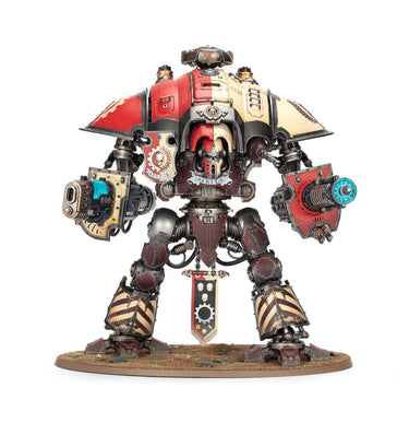 Warhammer 40k Imperial Knights Knight Questoris tabletop gaming miniature by Games Workshop, detailed knight in armor ready for battle.