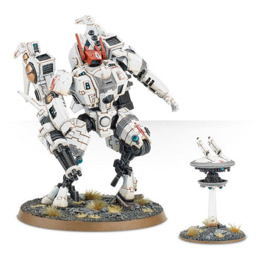 Tau Empire Commander from Games Workshop tabletop gaming, detailed miniature figure with armor and weaponry.