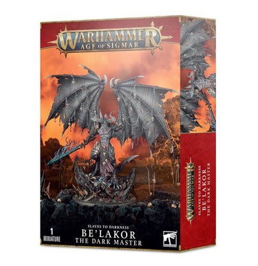 Warhammer Age of Sigmar Be'Lakor The Dark Master tabletop gaming miniature by Games Workshop, detailed dark sorcerer figure.