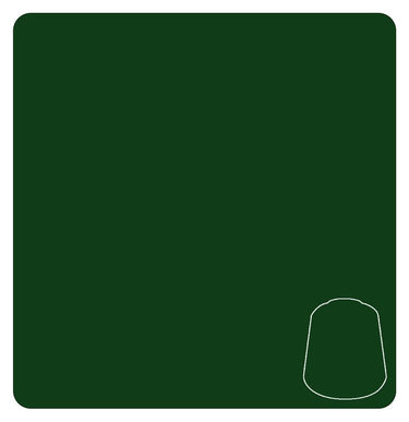 Caliban Green Citadel Base Paint by Games Workshop for tabletop gaming, showing a 12ml bottle with green paint inside