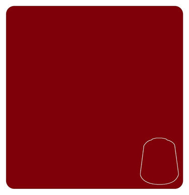 Bottle of Wazdakka Red Citadel Layer paint for tabletop gaming by Games Workshop, with red paint visible in a 12ml container.