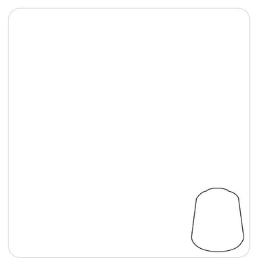White Scar layer for tabletop gaming, designed by Games Workshop, shown in a small 12ml bottle with white paint inside.