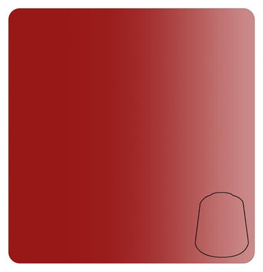 Bottle of Flesh Tearers Red contrast paint for tabletop gaming, by Games Workshop, shown with product label and red paint inside.