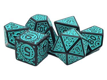 DnD RPG Dice Set: Rune Dice - Magical Runes - Teal - State of Comics