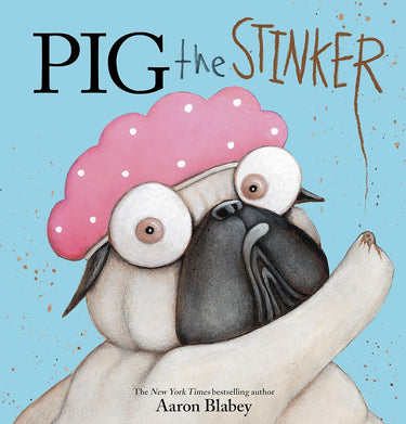 Cover of "Pig the Stinker" book by Scholastic Inc., featuring colorful cartoon pig character on a playful background.